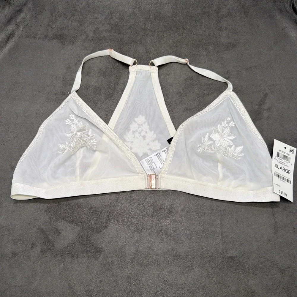 INC International Concepts Front Closure Embroidered Unlined Bralette Size XL